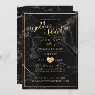 Invitación Celebración PixDezines Marble/Faux Gold/Boda