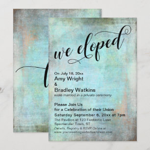 Invitación Celebración Post Boda de Nos Fugamos Rustic Aqua