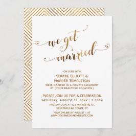 Invitación Celebración post-matrimonial de Gold We Got Marrie