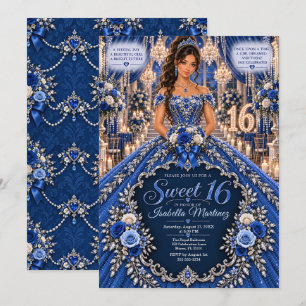 Invitación Celebración Real Azul de Sweet 16