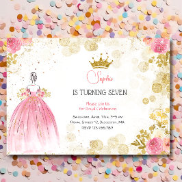 Invitación Celebración real cumpleaños de princesa rosa