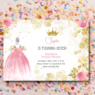 Invitación Celebración real cumpleaños de princesa rosa
