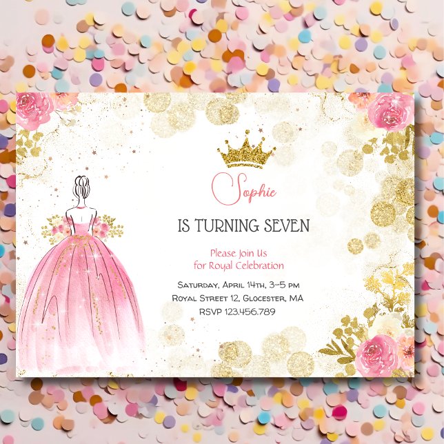 Invitación Celebración real cumpleaños de princesa rosa (Subido por el creador)
