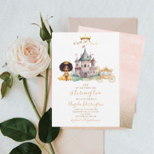 Invitación Celebración real de pequeña princesa acuarela