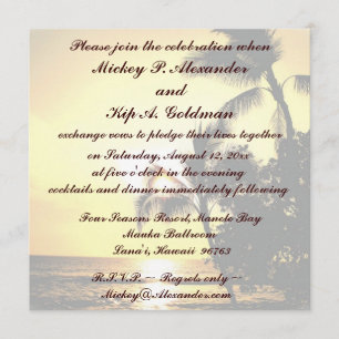 Invitación Celebración romántica de la boda de playa