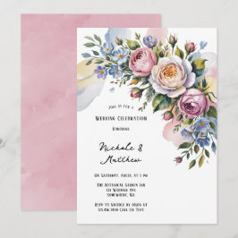 Invitación Celebración romántica del Boda de Bouquet floral