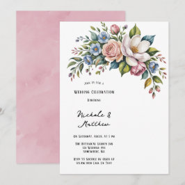 Invitación Celebración romántica del Boda de Bouquet floral