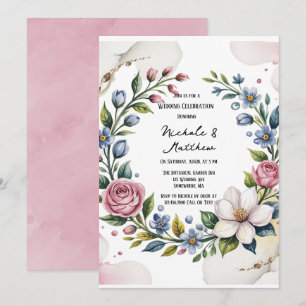 Invitación Celebración romántica del Boda de Bouquet floral