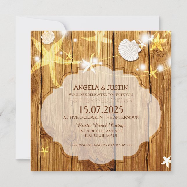 Invitación Celebración Rustic Beach Wedding (Anverso)