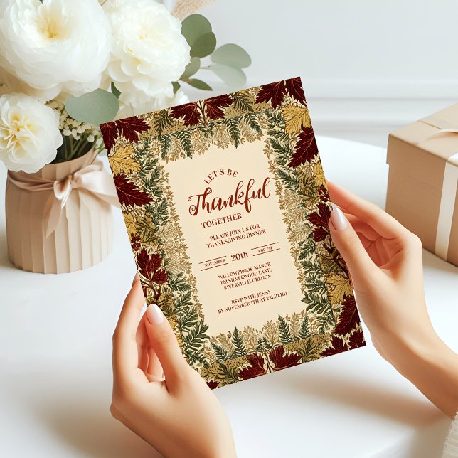 Invitación Celebración Rustic Fall Leaf de Acción de Gracias (Subido por el creador)