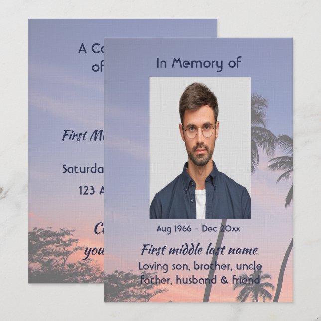 Invitación Celebración Servicio de Vida Tropical  Paraíso de  (Anverso / Reverso)