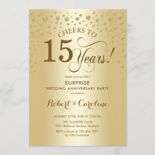Invitación Celebración sorpresa del 15º aniversario de oro