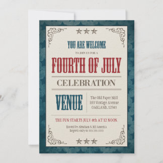 Invitación Celebración vintage del 4 de julio