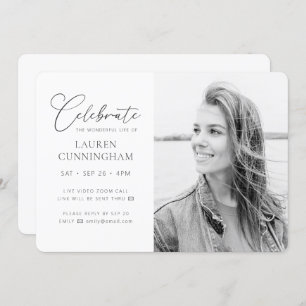 Invitación Celebración virtual de la vida moderna foto simple