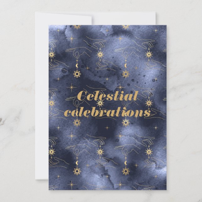 Invitación Celebraciones celestes Tarot Card Hand Astrologer (Anverso)