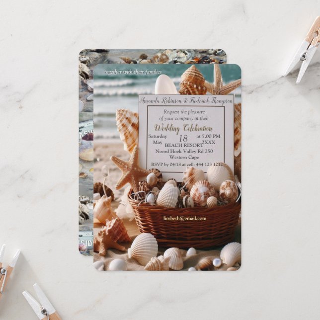 Invitación Celebraciones de Bodas costeros en la playa (Anverso/Reverso In Situ)