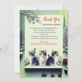 Invitación Celebraciones de invierno en la nieve, con gatitos