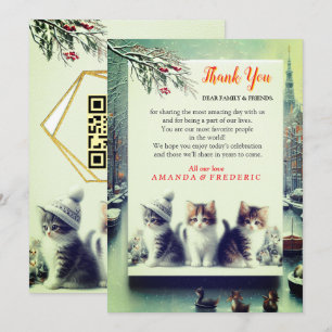 Invitación Celebraciones de invierno en la nieve, con gatitos