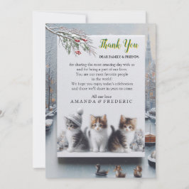 Invitación Celebraciones de invierno en la nieve, con gatitos