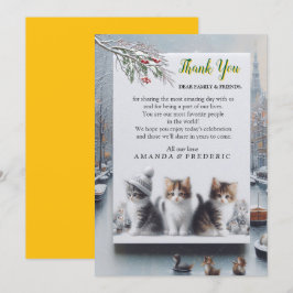 Invitación Celebraciones de invierno en la nieve, con gatitos