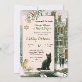 Invitación Celebraciones de invierno en la nieve, con gatitos