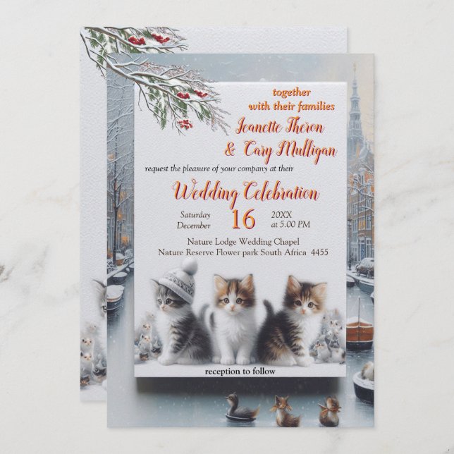 Invitación Celebraciones de invierno en la nieve, o en el sol (Anverso / Reverso)