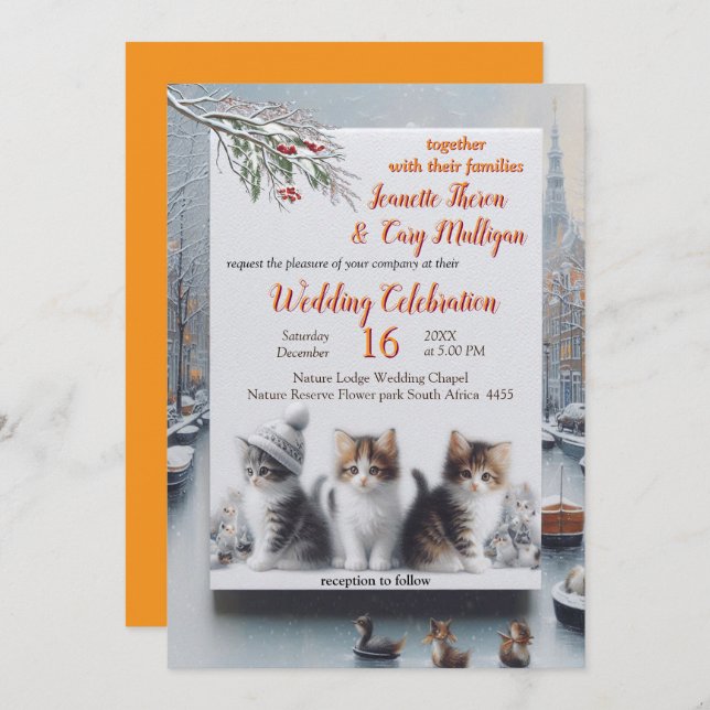 Invitación Celebraciones de invierno en la nieve, o en el sol (Anverso / Reverso)