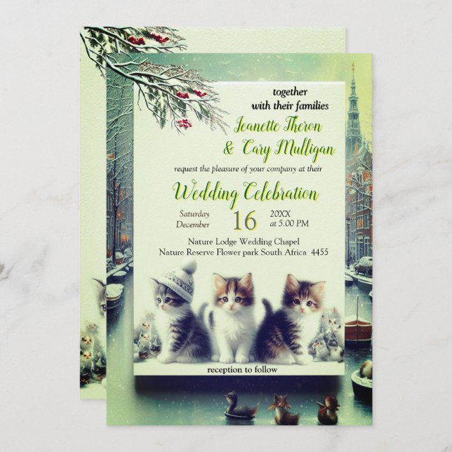 Invitación Celebraciones de invierno en la nieve, o en el sol (Anverso / Reverso)