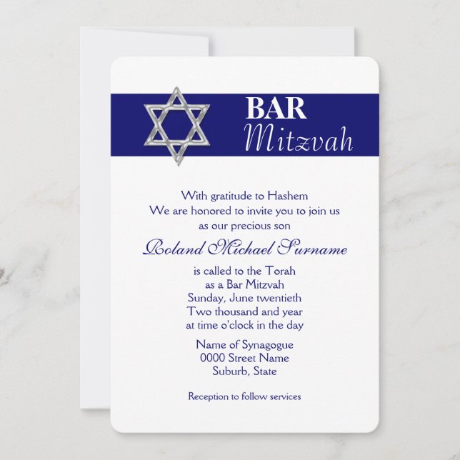 Invitación Celebraciones de mitzvah #4 en el bar de la plata  (Anverso)