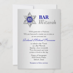 Invitación Celebraciones de mitzvah en el bar azul plateado