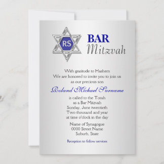 Invitación Celebraciones de mitzvah en el bar azul plateado