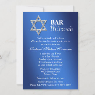 Invitación Celebraciones de mitzvah en el bar de la plata azu