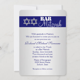 Invitación Celebraciones de mitzvah en el bar de plata azul #