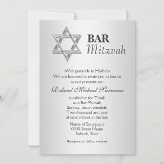 Invitación Celebraciones de mitzvah en el bar gris plateado
