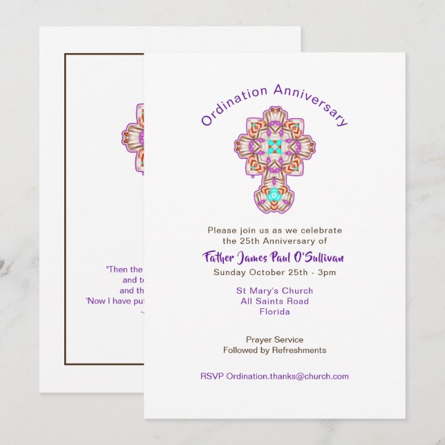 Invitación Celebraciones del Aniversario de la Ordenación Sac (Anverso / Reverso)