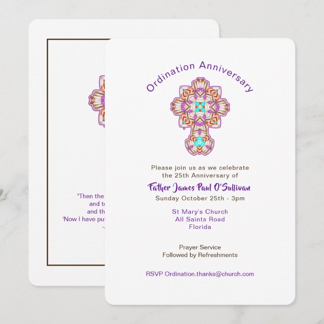 Invitación Celebraciones del Aniversario de la Ordenación Sac (Anverso / Reverso)