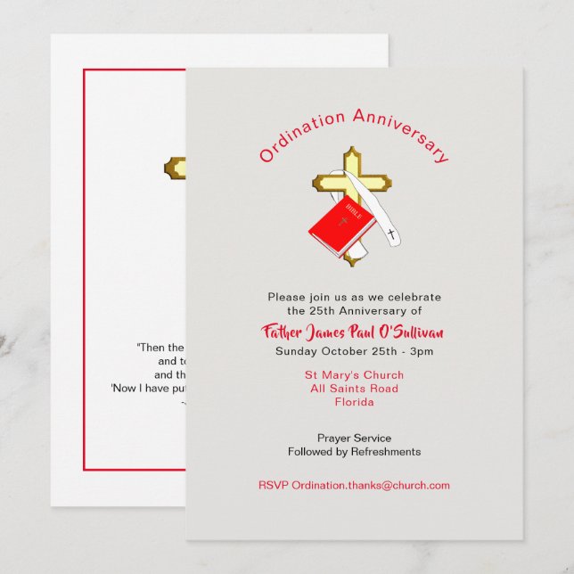 Invitación Celebraciones del Aniversario de la Ordenación Sac (Anverso / Reverso)