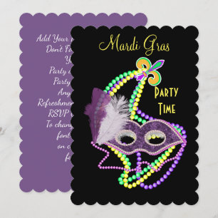 Invitación Celebraciones del Mardi Gras Fiesta de máscara de