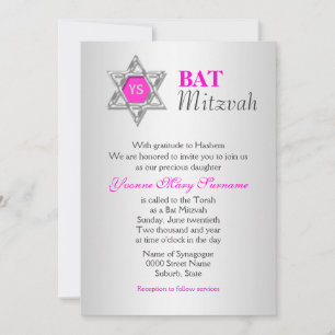 Invitación Celebraciones del mitzvah de murciélago rosado