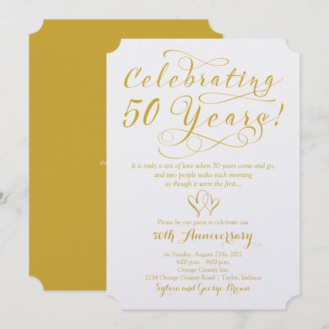 Invitación Celebrando 50 Años 50 Aniversario de Boda (Anverso / Reverso)