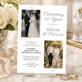 Invitación Celebrando 60 Años Foto de Entonces y Ahora
