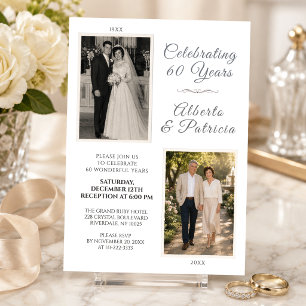 Invitación Celebrando 60 Años Foto de Entonces y Ahora