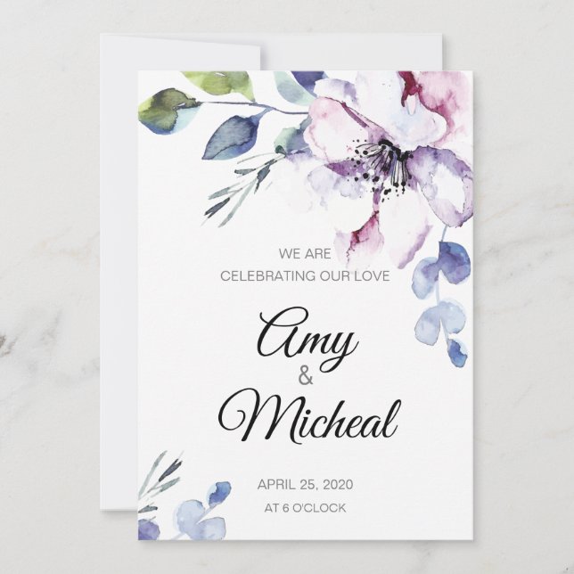 Invitación Celebrando a nuestro Boda floral amorosa (Anverso)