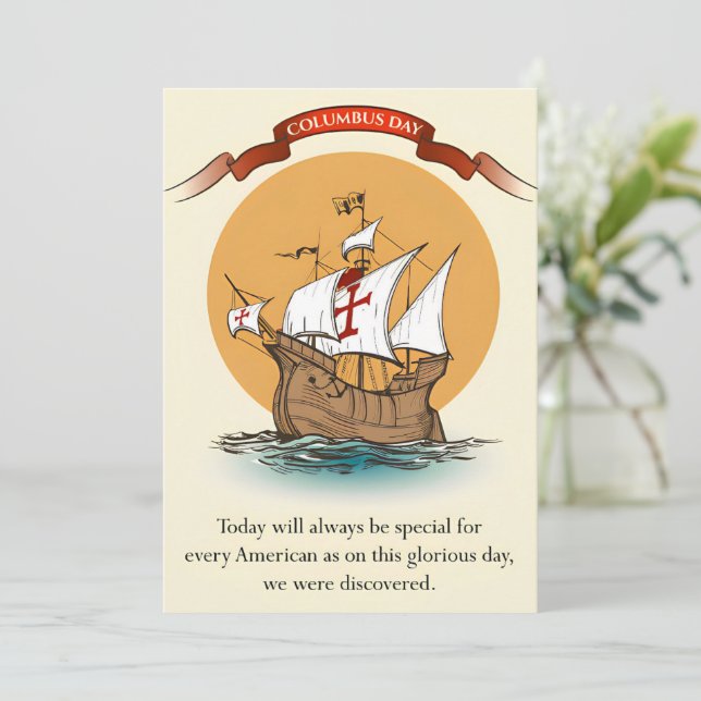 Invitación Celebrando el Día de Colón (Anverso de pie)