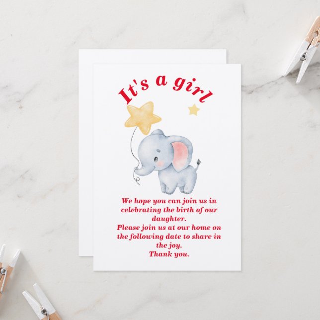 Invitación celebrando el nacimiento de nuestra hija (Anverso/Reverso In Situ)