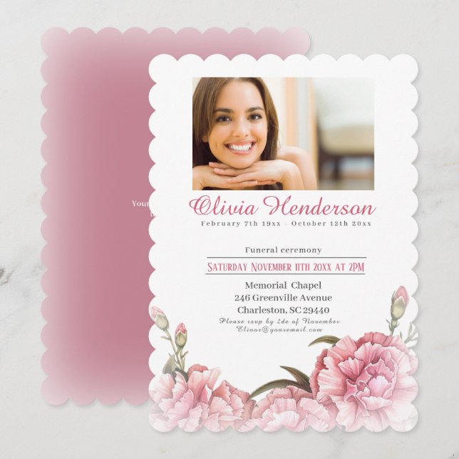 Invitación Celebrando la vida de Photo Funeral (Anverso / Reverso)