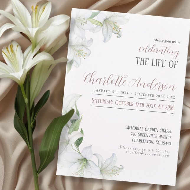 Invitación Celebrando la vida del funeral (Celebrating the life of Funeral Invitation)