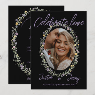 Invitación Celebrar Amor Floral Simple Boda Moderna