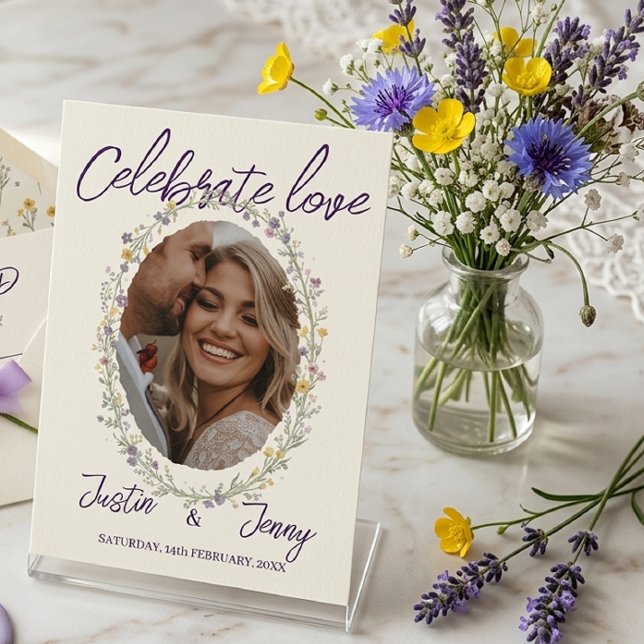 Invitación Celebrar Amor Floral Simple Boda Moderna (Subido por el creador)