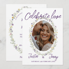 Invitación Celebrar Amor Floral Simple Boda Moderna
